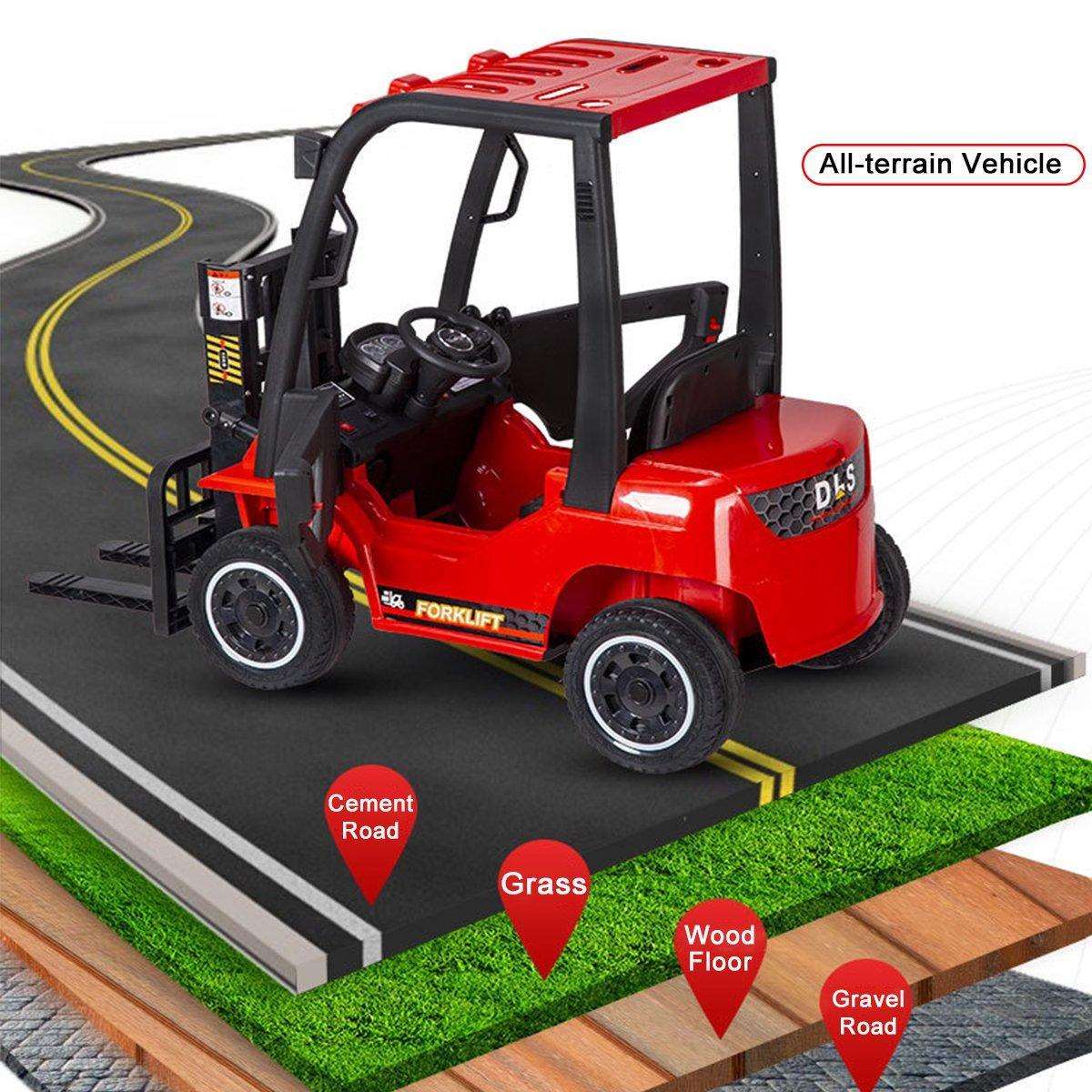 PATOYS | 12V Kids Red Forklift with Remote Control | Spring Suspension | Battery Powered Electric Construction Vehicle - PATOYS