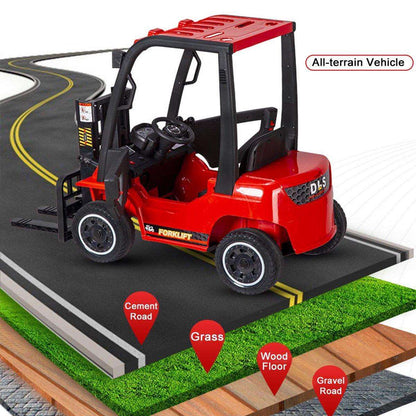 PATOYS | 12V Kids Red Forklift with Remote Control | Spring Suspension | Battery Powered Electric Construction Vehicle - PATOYS