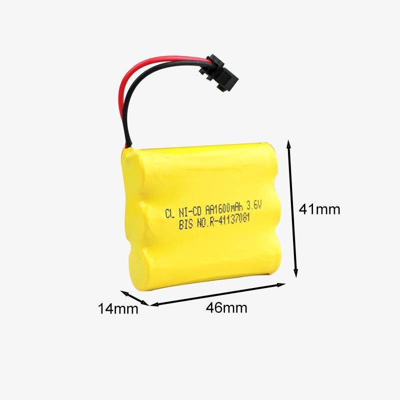 PATOYS | 1600mAh 3.6v Ni - Cd AA 3 Cell Battery Pack with SM Connector for Cordless Phone, Toys, Car, DIY Project Battery - PATOYS
