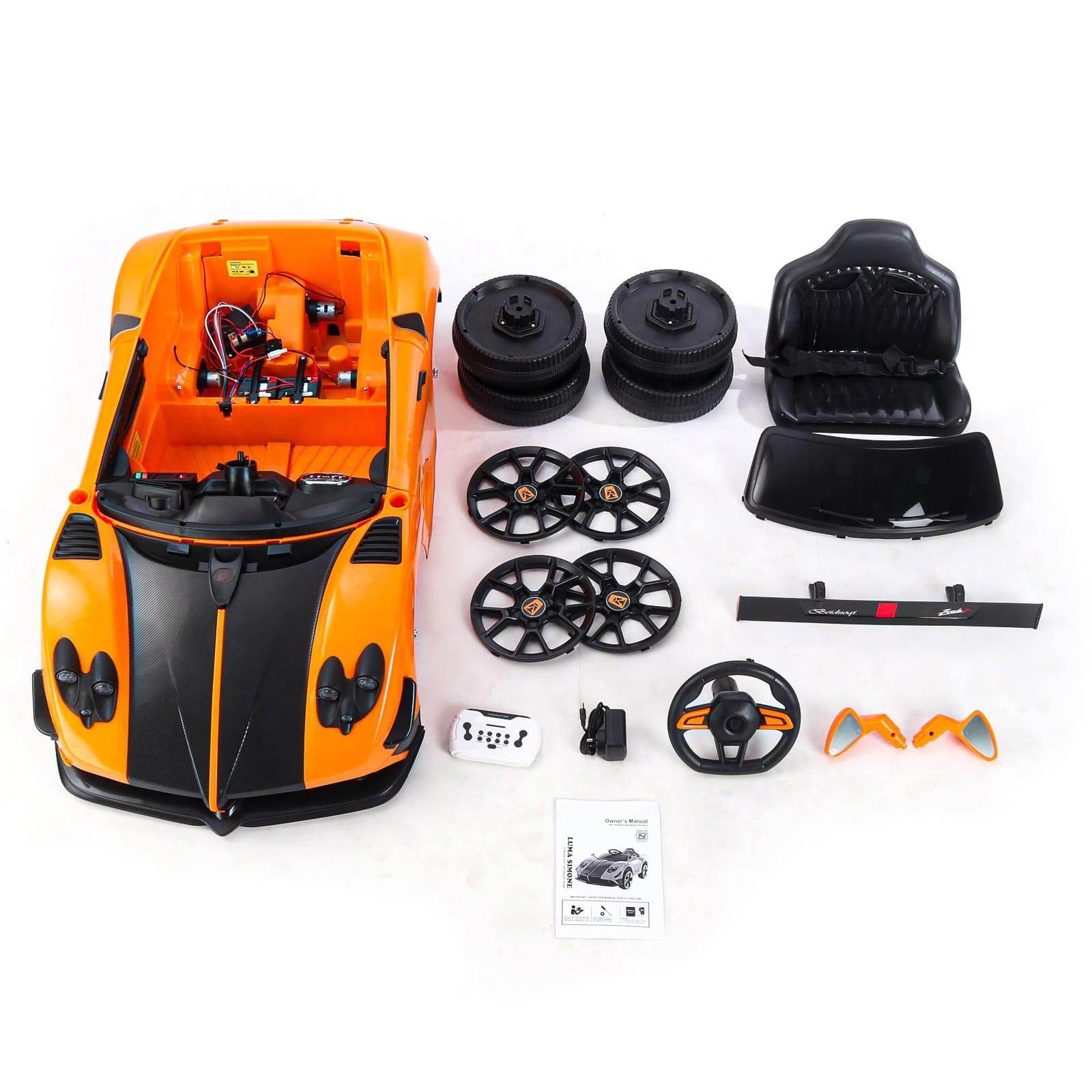 PATOYS Battery Operated Ride On Car with Music and Lights LFC BDQ1589 Orange PATOYS