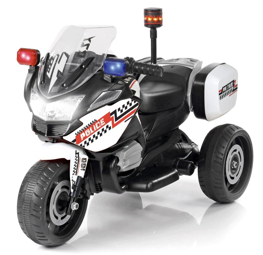 PATOYS Battery Operated Three Wheel Kids Police Bike Multi Color Black