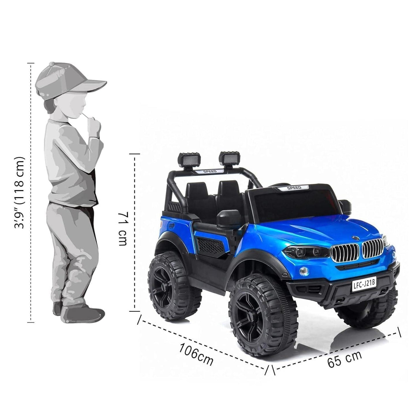 PATOYS | Eleanor Ride on Jeep SUV Car For upto 7 years kids LFC J21BP Speed - 888 - PATOYS