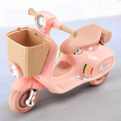 PATOYS | Electric Vespa Scooter with Big Basket Kids Pinky Lovely Ride - Ons - PATOYS - XW - 03 - pink