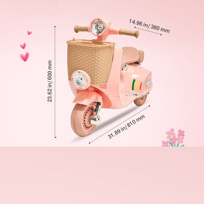 PATOYS | Electric Vespa Scooter with Big Basket Kids Pinky Lovely Ride - Ons - PATOYS - XW - 03 - pink