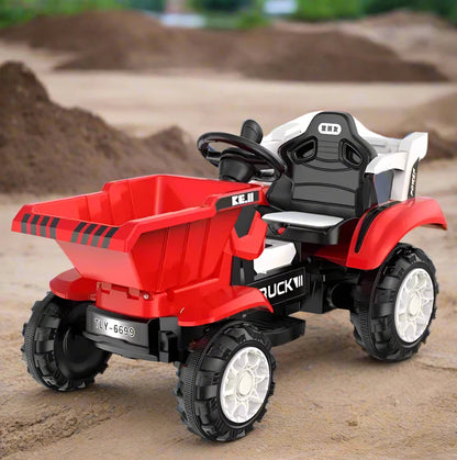 PATOYS | Engineering dump truck four - wheel electric walking tractor outdoor for kids - PATOYS - TLY - 6699D - Red