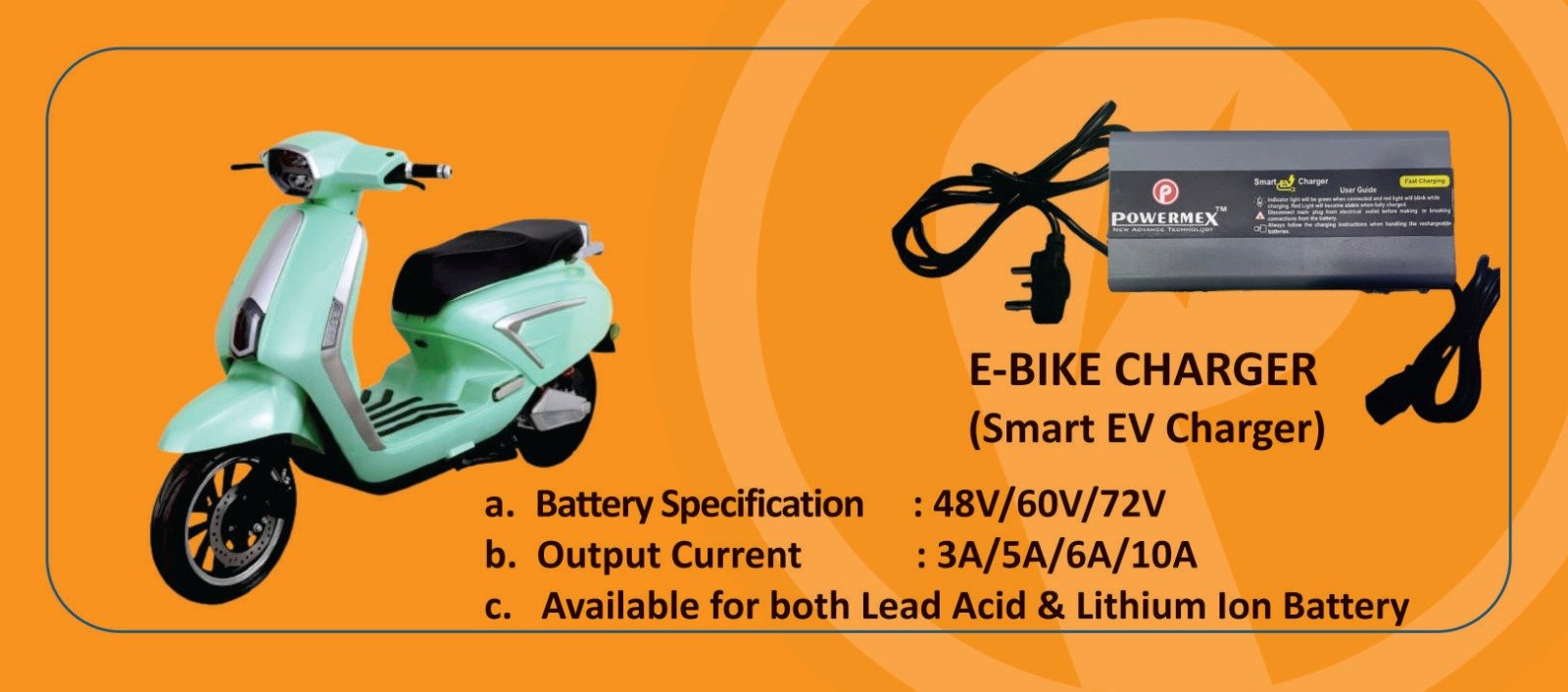 PATOYS | Fast Charging E - Bike Charger Battery 48V/60V/72V Output Current: 3A/5A/6A/10A - PATOYS