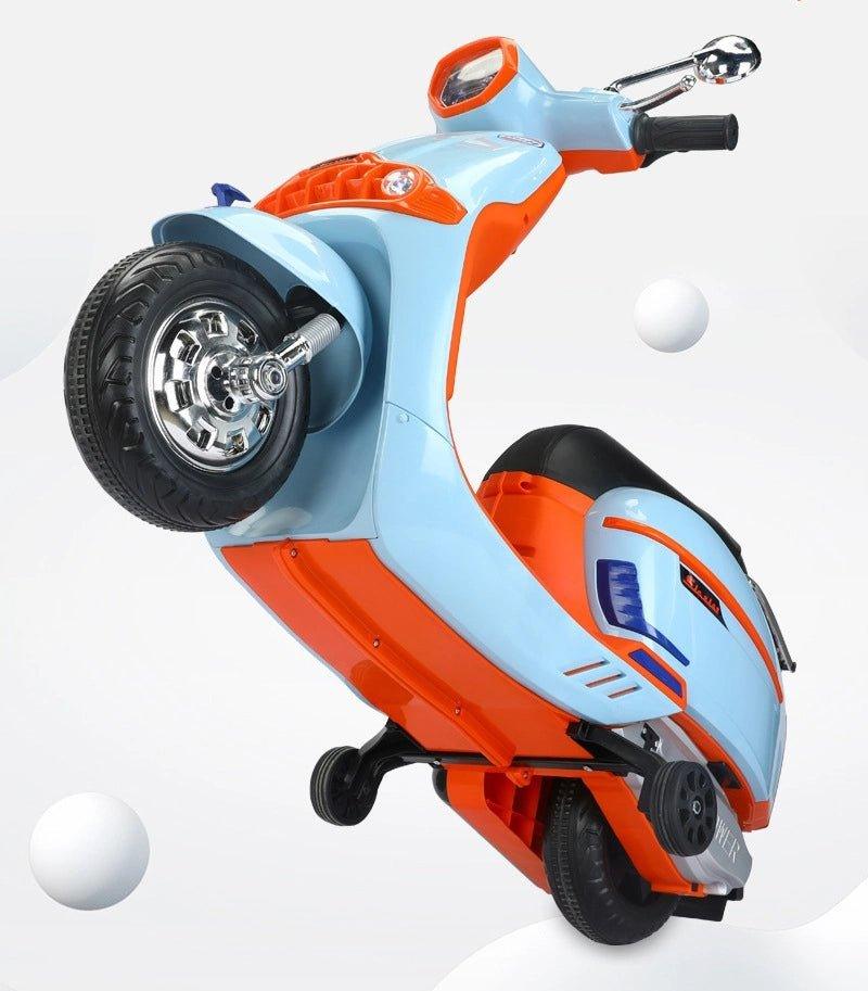 PATOYS | Gulf Battery Operated Vespa type ride on bike for kids 2Motor foot race big size scooter - PATOYS