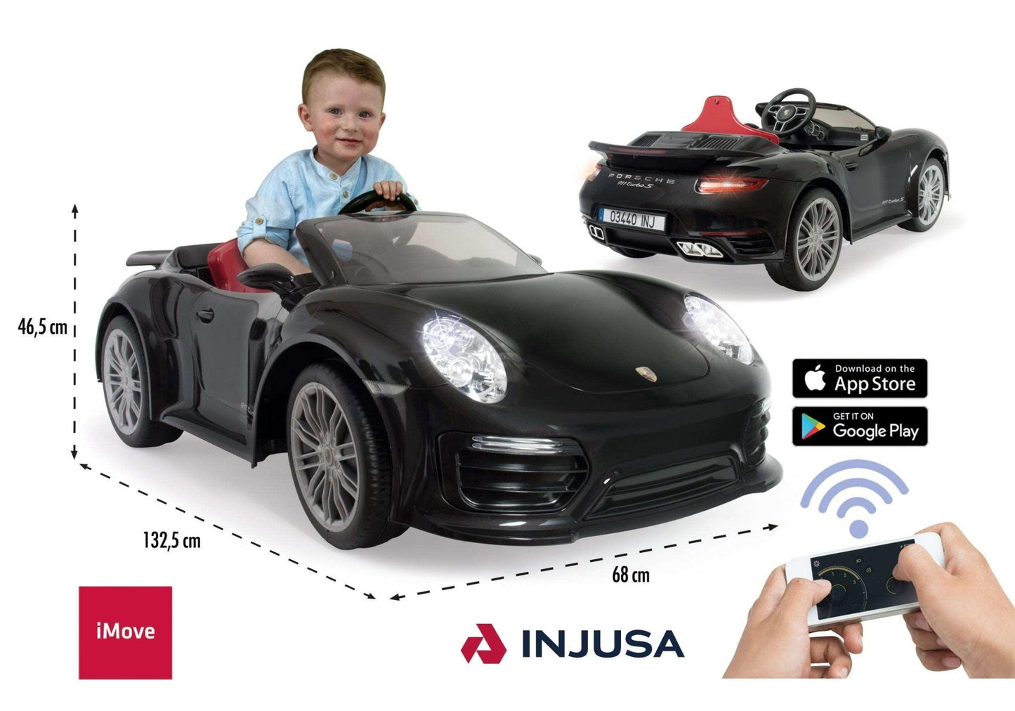 PATOYS | Injusa | Official Licensed Porsche12V Car for Kids 911 Turbo S Special Black Edition - PATOYS