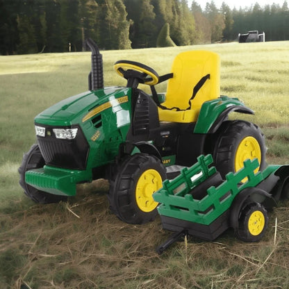 PATOYS | JD Kids Ride On Tractor | Baby Driving Tractor with Wagon | 12V | Age 2 - 7 Years - PATOYS - JD105SO - Green