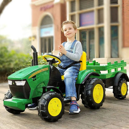 PATOYS | JD Kids Ride On Tractor | Baby Driving Tractor with Wagon | 12V | Age 2 - 7 Years - PATOYS - JD105SO - Green