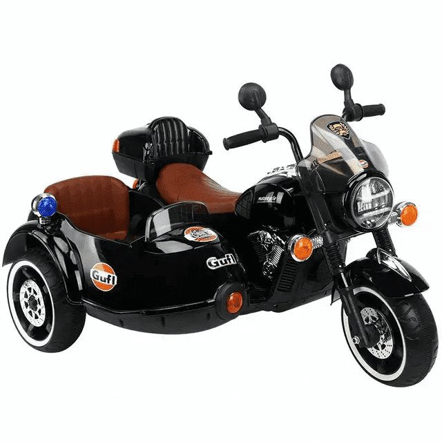 PATOYS | Large Size 3 Wheel Battery operated Motorcycle with sidecar for two kids Duo Tron bike - PATOYS