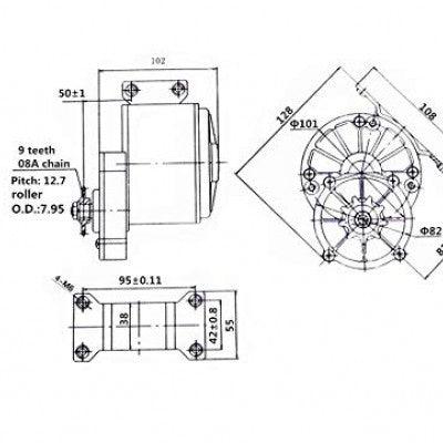 PATOYS | MY1016Z2 24V 250W Electric Motor for E - Bike, Electric Tricycle, DIY EBike Project - PATOYS