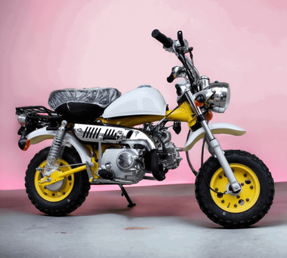 PATOYS | 110cc 4 Stroke Petrol Monkey dirt Bike bullet motorcycle for kids Yellow Petrol Bike PATOYS
