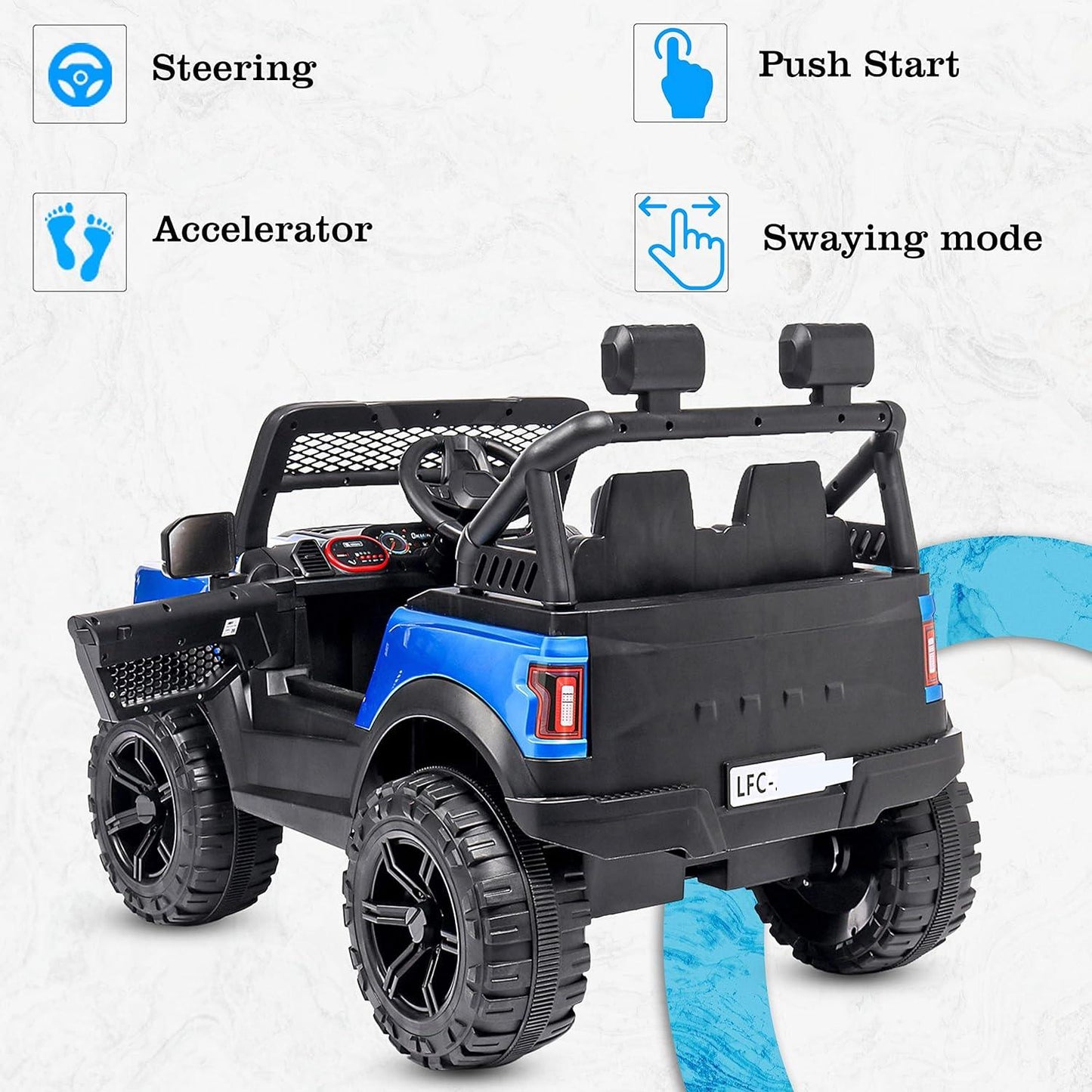 PATOYS | POBO Blue (1 - 8Yrs) Battery ride on kids car Jeep Battery Operated Ride On - PATOYS