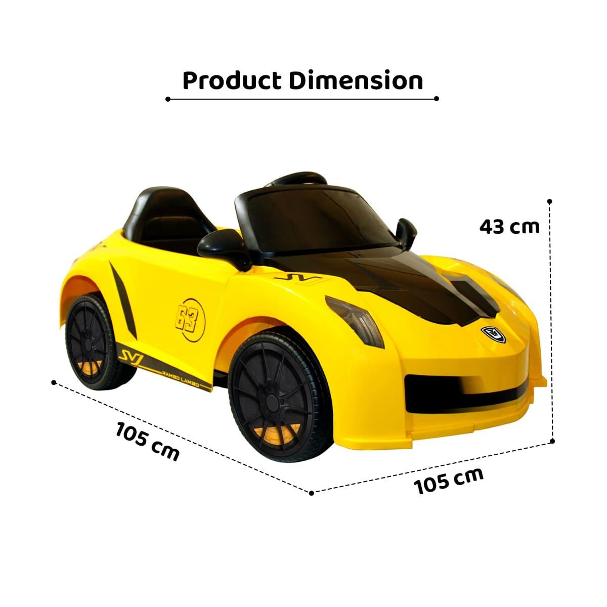 PATOYS | Rambo - Lamboo Best Electric Car for Kids, Remote with Swing Function LFC - YKL - 2688 | Yellow - PATOYS