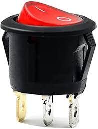 PATOYS | Red Light SPST 3 - Pin ON/Off Round Boat Rocker Switch AC 6A 250V 10A 125V - PATOYS