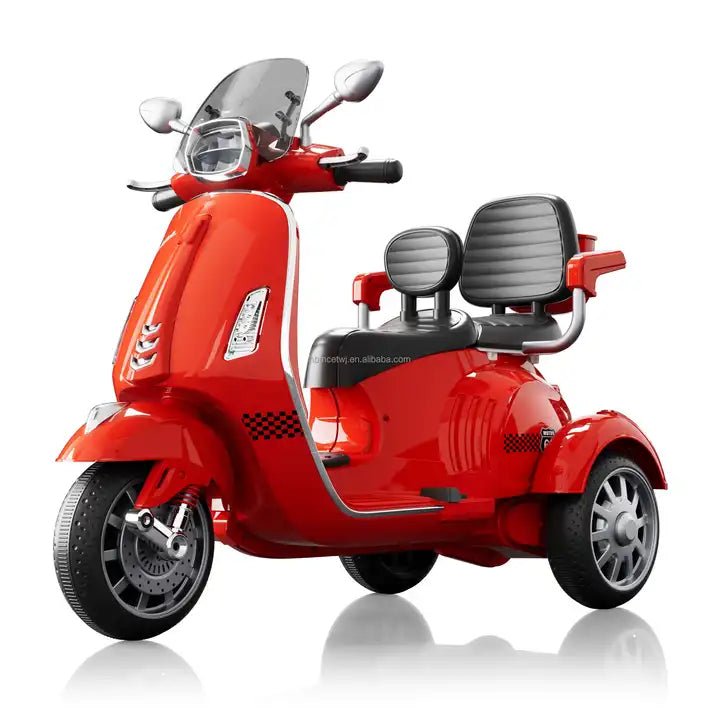 PATOYS | Unisex 2 Seater Big Size Ride - On 12V Battery Vespa Bike with 3 Wheels Power for Children - PATOYS - HLW - 1388