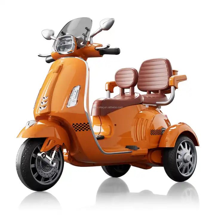 PATOYS | Unisex 2 Seater Big Size Ride - On 12V Battery Vespa Bike with 3 Wheels Power for Children - PATOYS - HLW - 1388