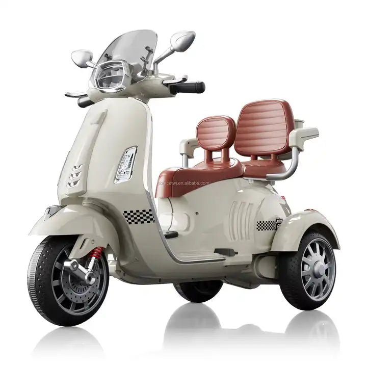 PATOYS | Unisex 2 Seater Big Size Ride - On 12V Battery Vespa Bike with 3 Wheels Power for Children - PATOYS - HLW - 1388