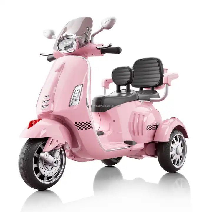 PATOYS | Unisex 2 Seater Big Size Ride - On 12V Battery Vespa Bike with 3 Wheels Power for Children - PATOYS - HLW - 1388