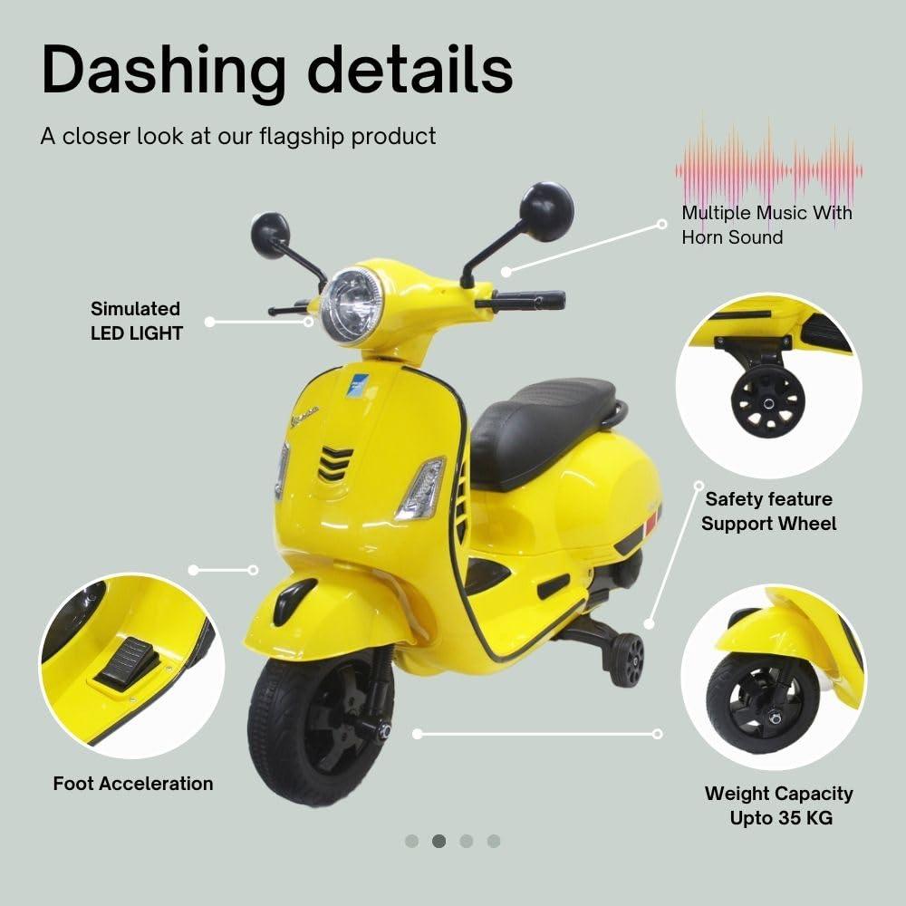 PATOYS | Vespa Rechargeable Battery Operated 12v Ride - on Scooter for Kids (3 to 7 Years) - PATOYS