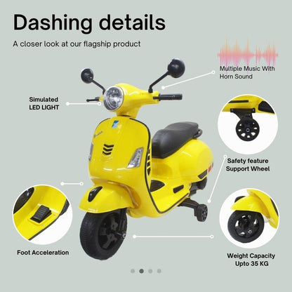 PATOYS | Vespa Rechargeable Battery Operated 12v Ride-on Scooter for Kids (3 to 7 Years) - PATOYS - PATOYS